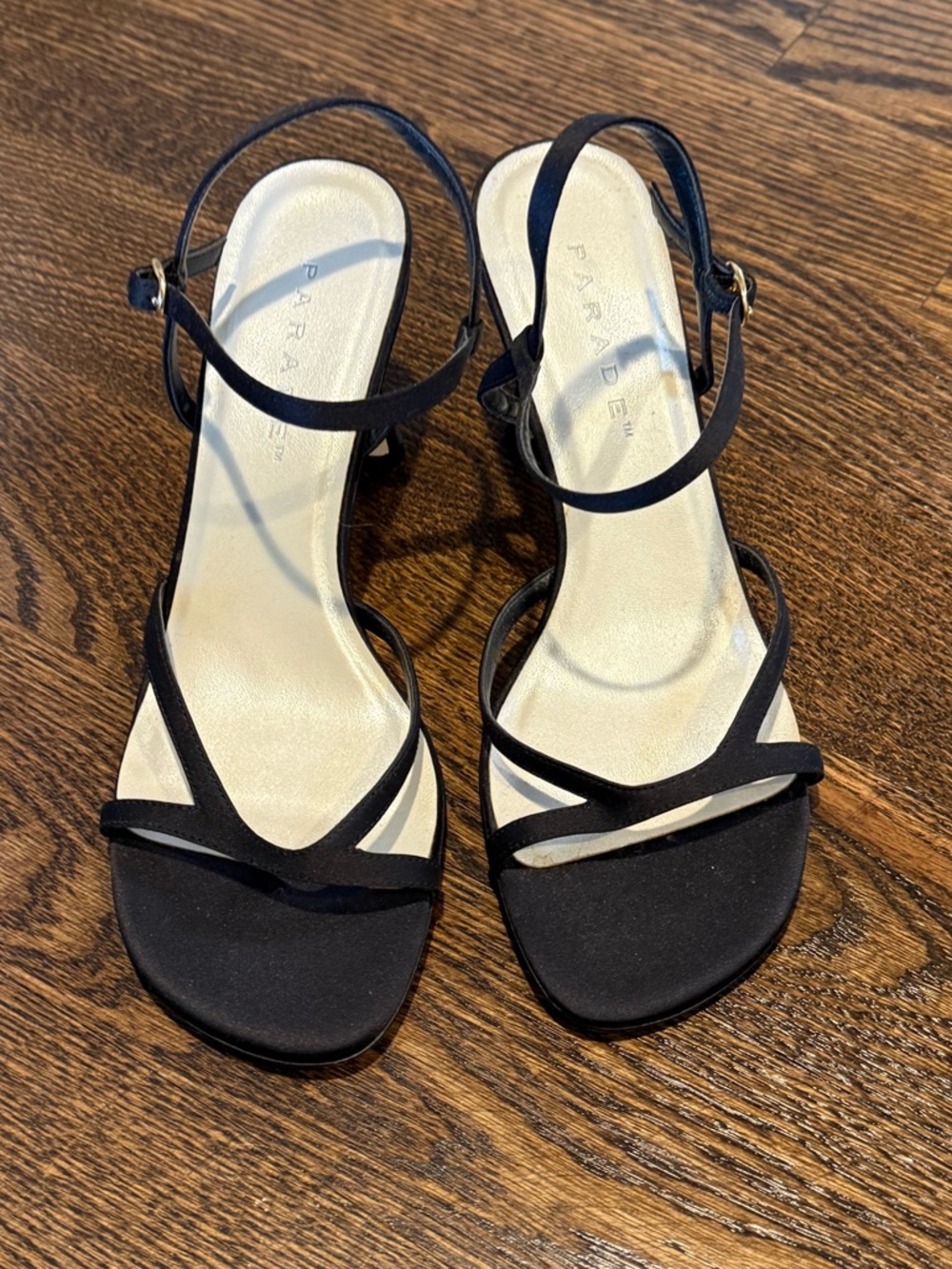 Parade Black Strappy Slingback Heels with Ankle Strap